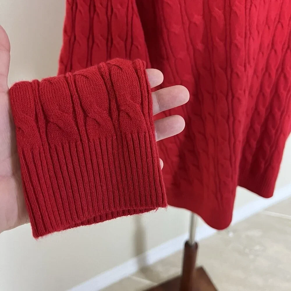 Red Cable Knit Sweater Womens Size 1X Soft Cozy Christmas Holiday Croft & Barrow